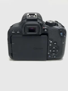صفحه‌نمایش لمسی دوربین Canon EOS 800D، نمای پشت با دکمه‌های کنترل و منظره‌یاب اپتیکال