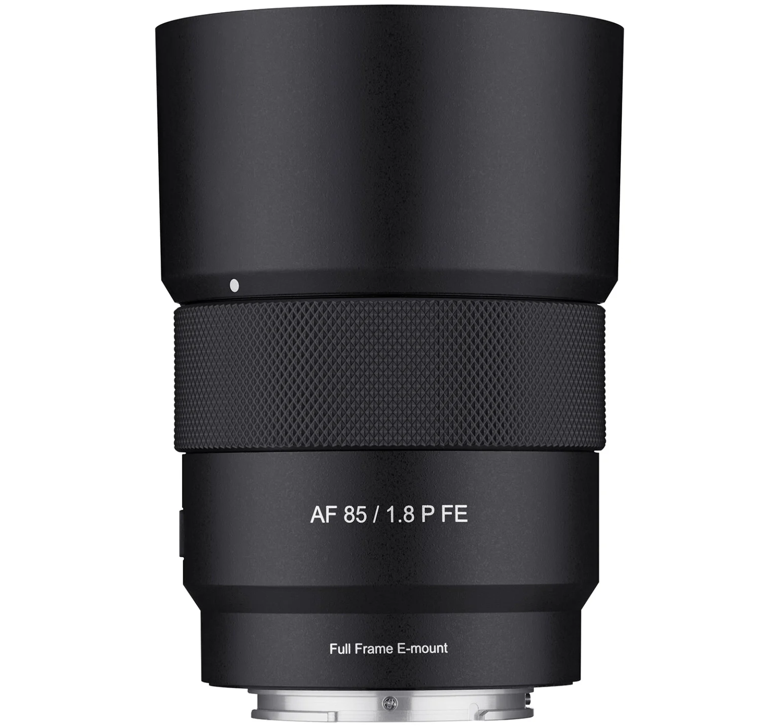 تصویر لنز Samyang AF 85mm f/1.8 P FE همراه با هود جدید، مناسب برای کنترل نور و کاهش فلر