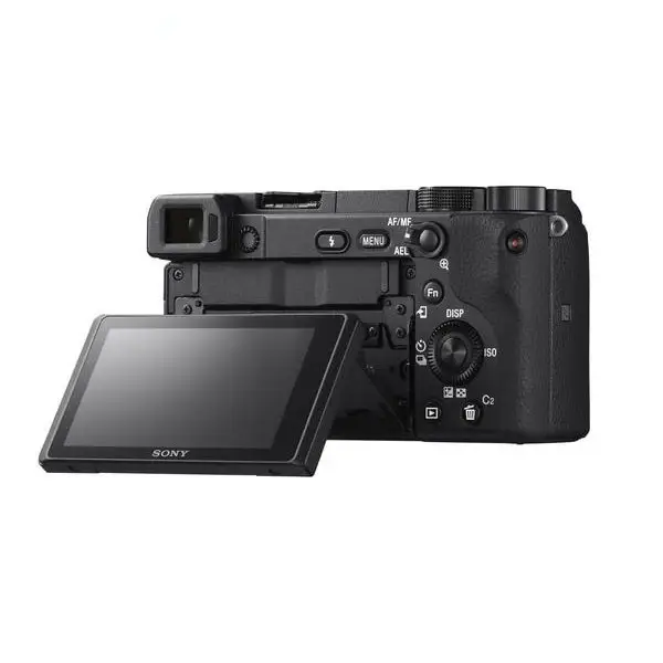 تصویر نمایشگر چرخان ۱۸۰ درجه دوربین Sony A6400 در حالت عکاسی سلفی