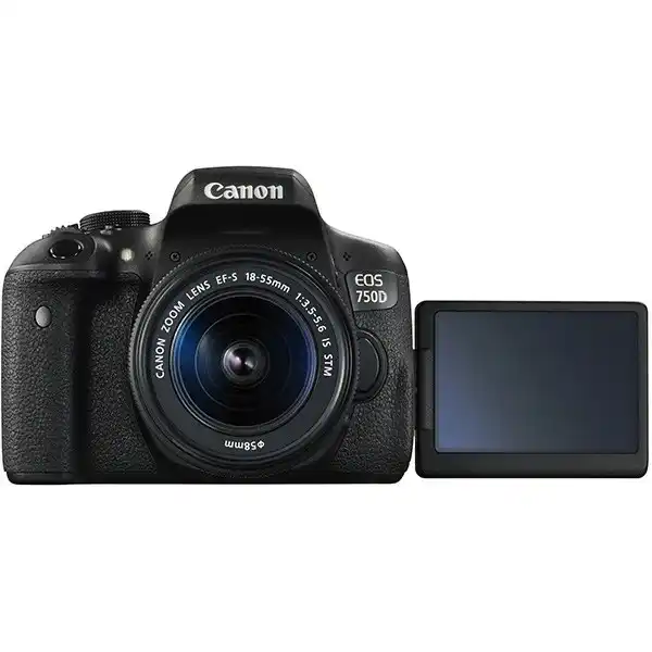 عکس دوربین Canon 750D با نمایشگر لمسی و چرخان – مناسب برای فیلم‌برداری و عکاسی خلاقانه