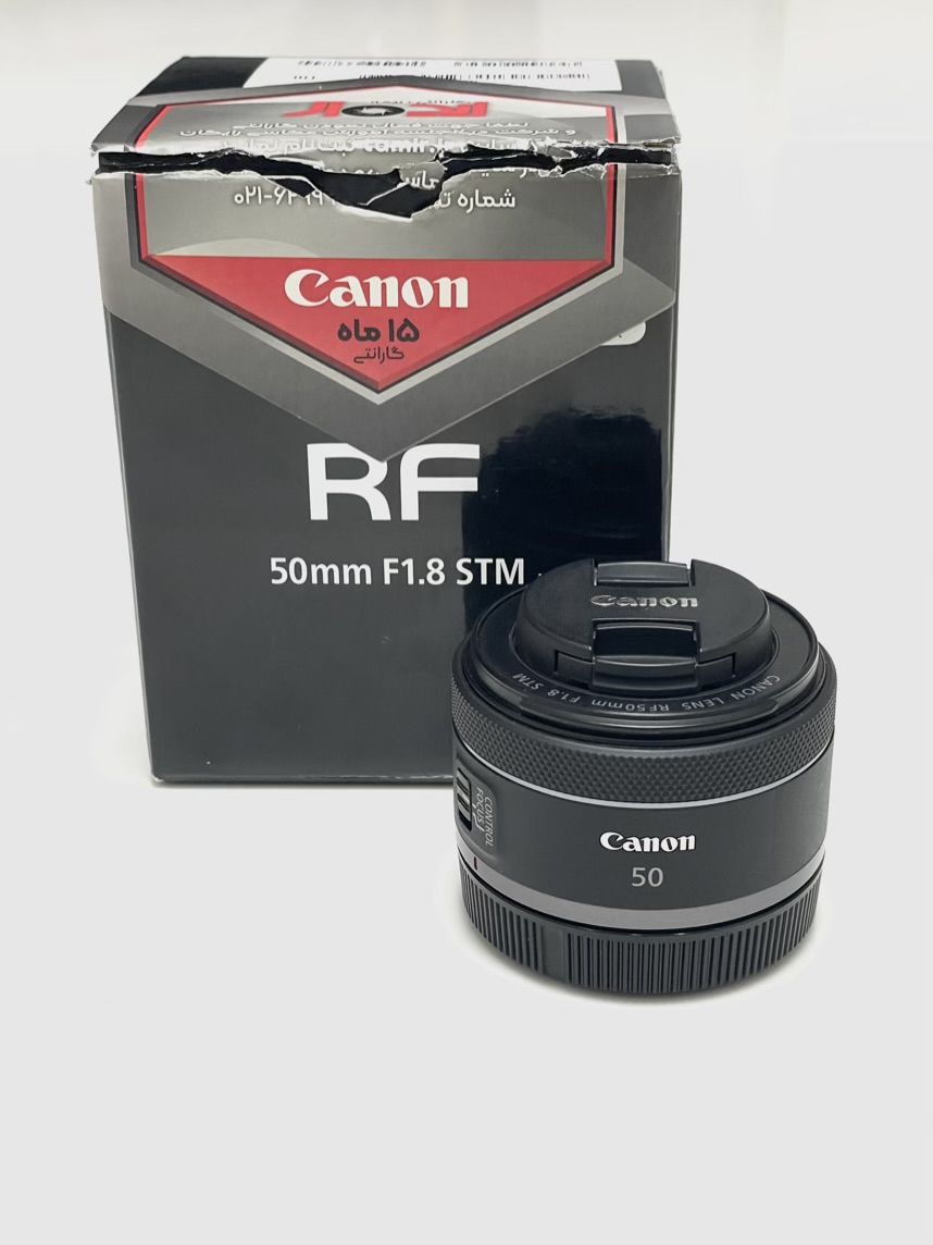 لنز canon RF 50mm f/1.8 STM (آنباکس شده، مشابه آکبند)